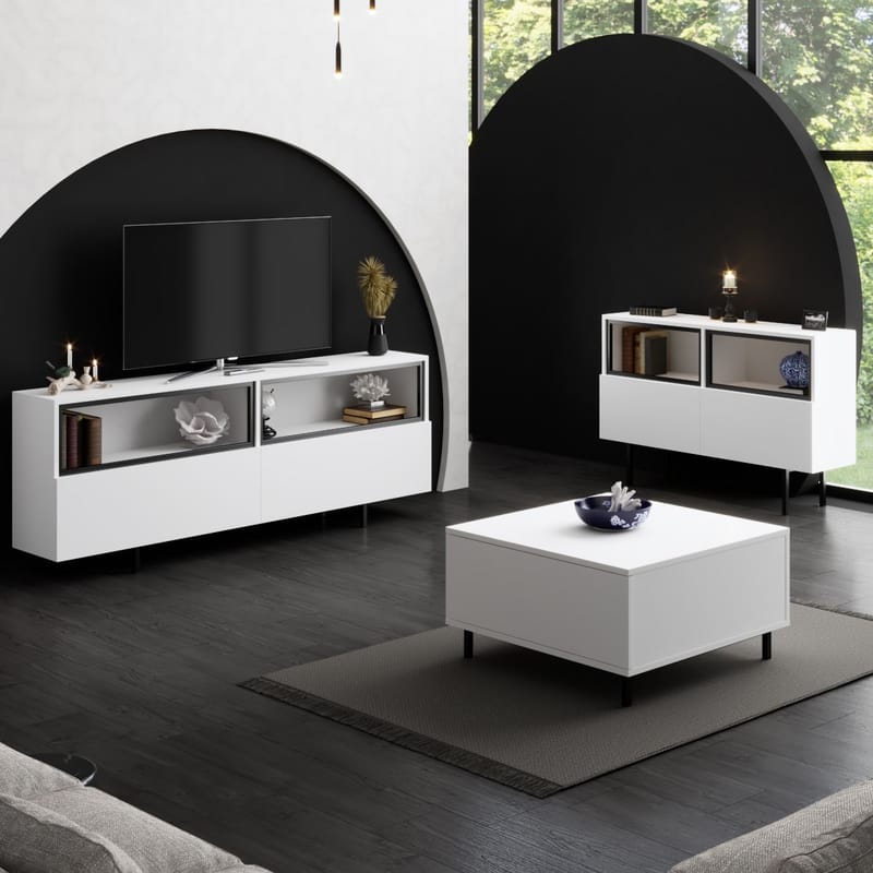 Cielieucel TV-benk 180 cm - Hvit - Møbler - TV- & Mediamøbler - Mediestativ & veggfeste - TV-veggfeste