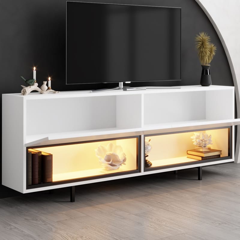 Cielieucel TV-benk 180 cm - Hvit - Møbler - TV- & Mediamøbler - Mediestativ & veggfeste - TV-veggfeste
