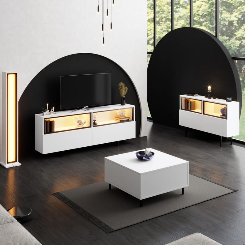 Cielieucel TV-benk 180 cm - Hvit - Møbler - TV- & Mediamøbler - Mediestativ & veggfeste - TV-veggfeste