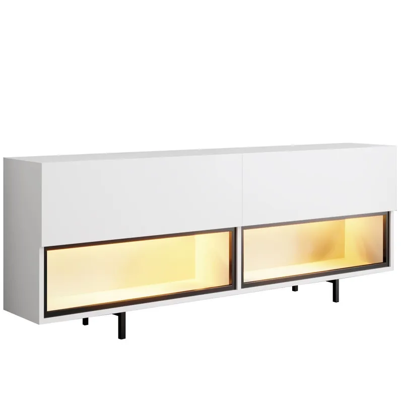 Cielieucel TV-benk 180 cm med Oppbevaring i Malt Tre, Hvit