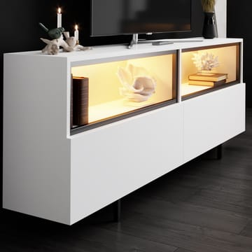 Cielieucel TV-benk 180 cm med Oppbevaring i Malt Tre med Belysning - Hvit - Møbler - TV- & Mediamøbler - TV benk & mediabenk