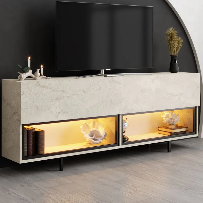 Cielieucel TV-benk 180 cm - Travertin - Møbler - TV- & Mediamøbler - Mediestativ & veggfeste - TV-veggfeste