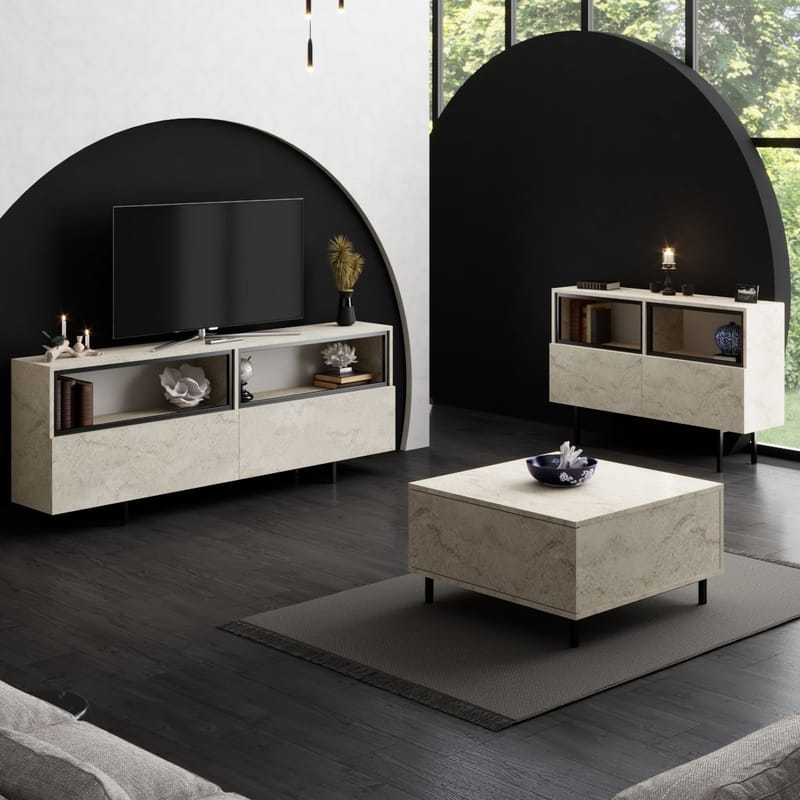 Cielieucel TV-benk 180 cm - Travertin - Møbler - TV- & Mediamøbler - Mediestativ & veggfeste - TV-veggfeste