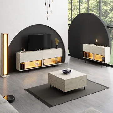 Cielieucel TV-benk 180 cm - Travertin - Møbler - TV- & Mediamøbler - Mediestativ & veggfeste - TV-veggfeste