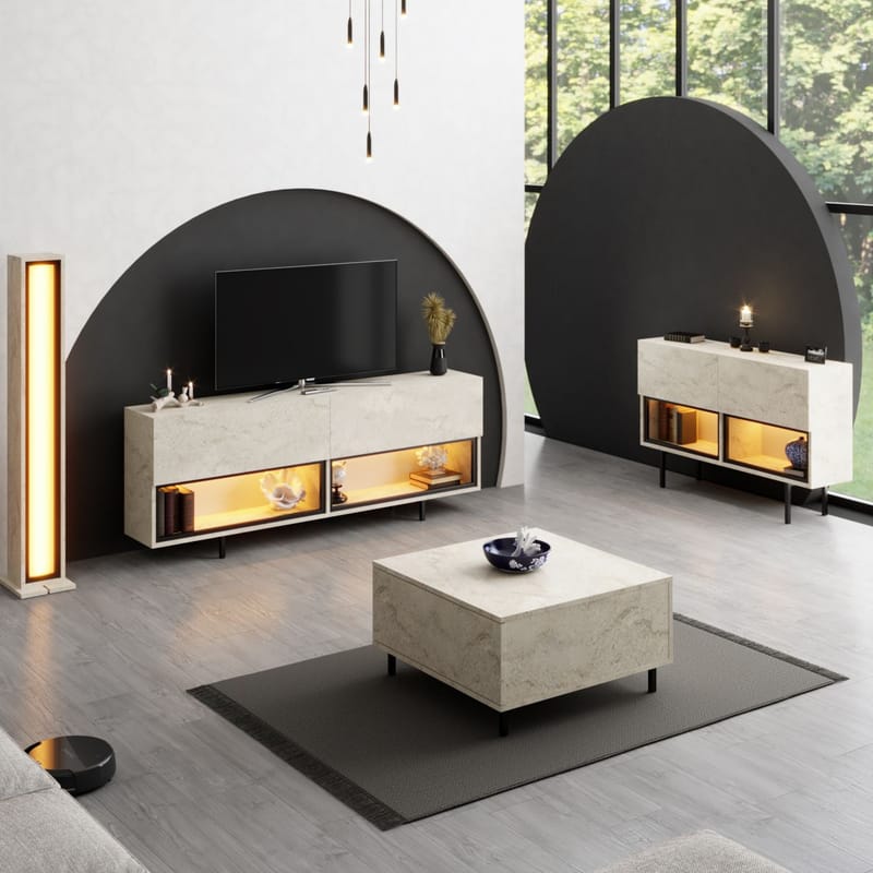 Cielieucel TV-benk 180 cm - Travertin - Møbler - TV- & Mediamøbler - Mediestativ & veggfeste - TV-veggfeste