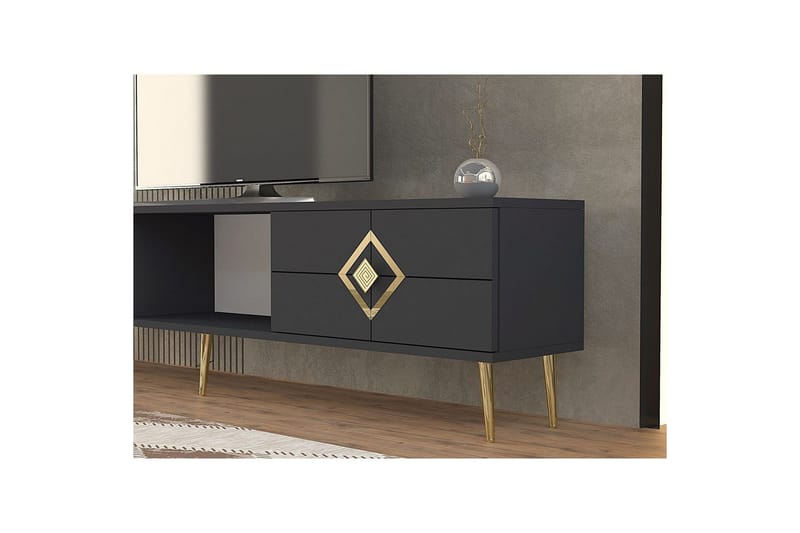 Cleryn TV-benk 150 cm - Antrasitt/Gull - Møbler - TV- & Mediamøbler - TV benk & mediabenk