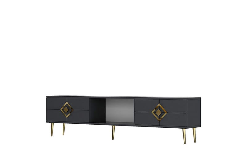 Cleryn TV-benk 150 cm, Antrasitt/Gull