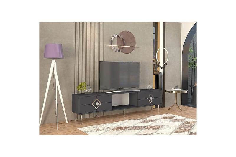 Cleryn TV-benk 150 cm - Antrasitt/Sølv - Møbler - TV- & Mediamøbler - TV benk & mediabenk