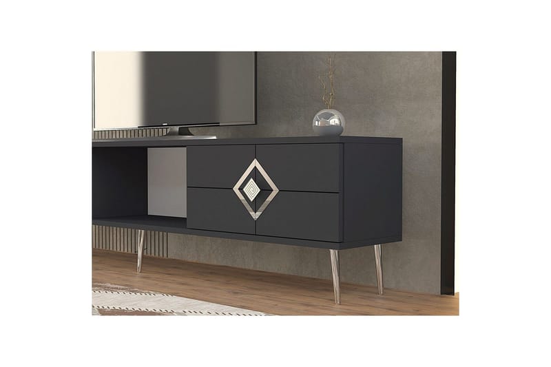 Cleryn TV-benk 150 cm - Antrasitt/Sølv - Møbler - TV- & Mediamøbler - TV benk & mediabenk