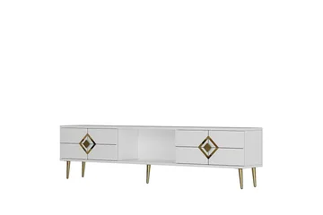 Cleryn TV-benk 150 cm - Hvit/Gull - Møbler - TV- & Mediamøbler - TV benk & mediabenk