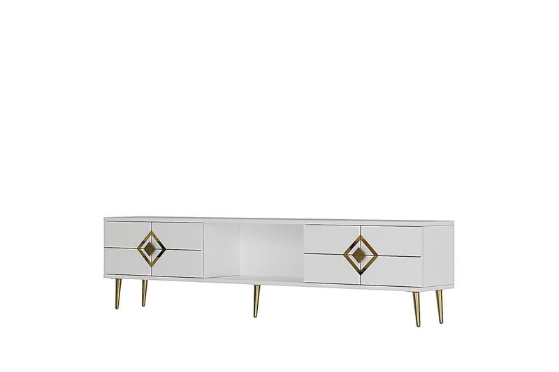 Cleryn TV-benk 150 cm - Hvit/Gull - Møbler - TV- & Mediamøbler - TV benk & mediabenk