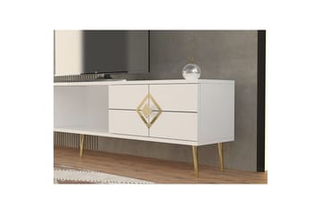 Cleryn TV-benk 150 cm - Hvit/Gull - Møbler - TV- & Mediamøbler - TV benk & mediabenk