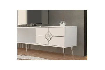 Cleryn TV-benk 150 cm - Hvit/Sølv - Møbler - TV- & Mediamøbler - TV benk & mediabenk