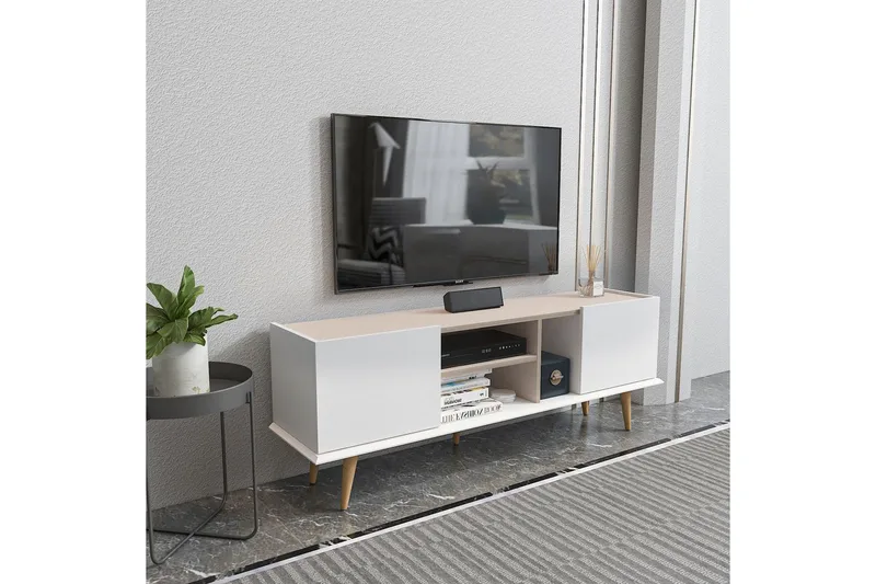 Corvo TV-benk 154,4 cm - Hvit/Beige - Møbler - TV- & Mediamøbler - TV benk & mediabenk