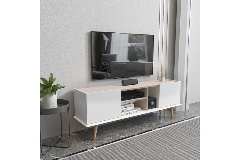 Corvo TV-benk 154,4 cm - Hvit/Beige - Møbler - TV- & Mediamøbler - TV benk & mediabenk