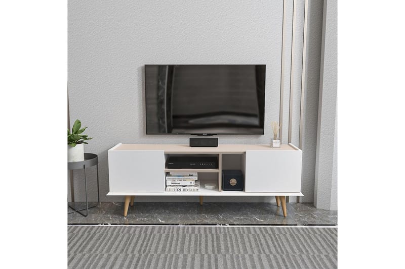 Corvo TV-benk 154,4 cm - Hvit/Beige - Møbler - TV- & Mediamøbler - TV benk & mediabenk