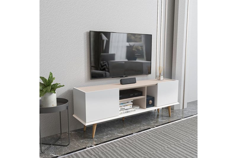 Corvo TV-benk 154,4 cm - Hvit/Beige - Møbler - TV- & Mediamøbler - TV benk & mediabenk
