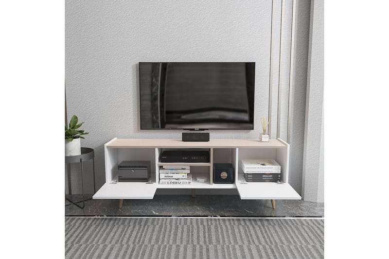 Corvo TV-benk 154,4 cm - Hvit/Beige - Møbler - TV- & Mediamøbler - TV benk & mediabenk