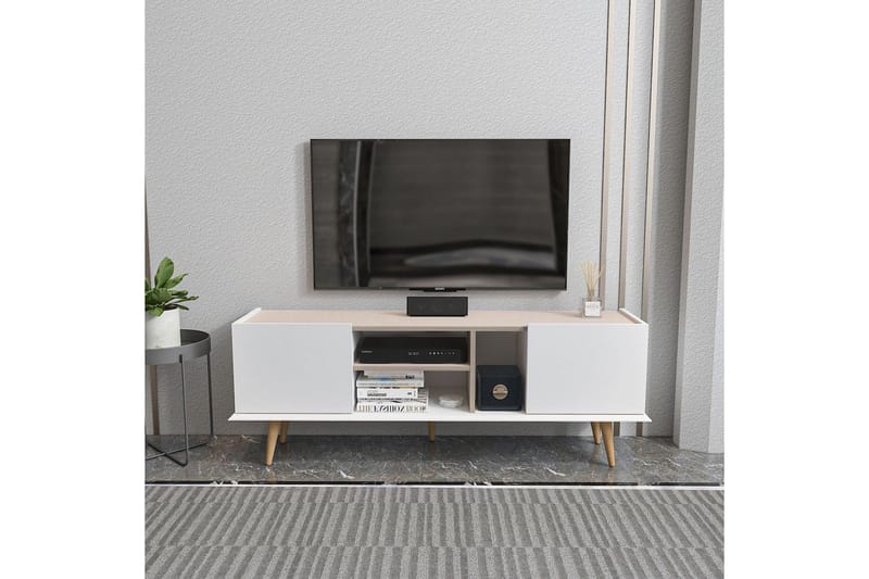Corvo TV-benk 154,4 cm - Hvit/Beige - Møbler - TV- & Mediamøbler - TV benk & mediabenk