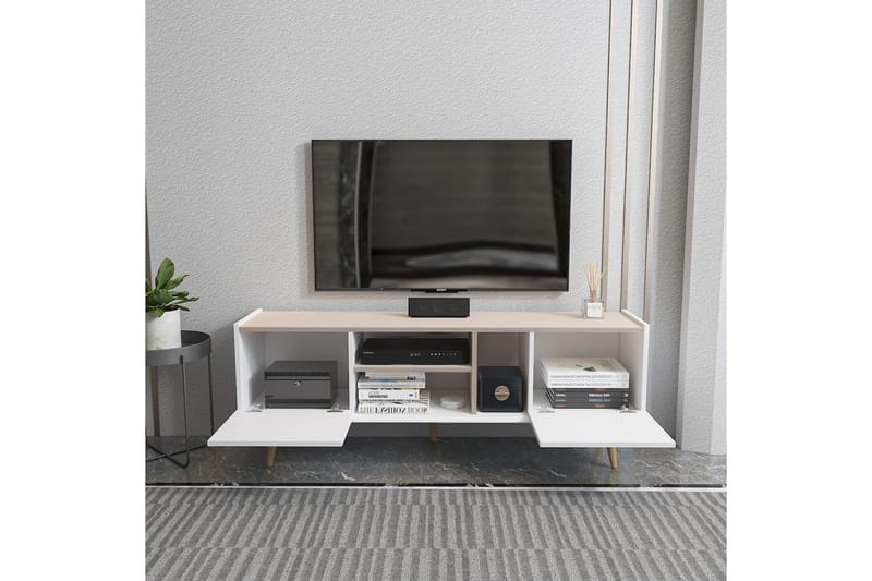 Corvo TV-benk 154,4 cm - Hvit/Beige - Møbler - TV- & Mediamøbler - TV benk & mediabenk