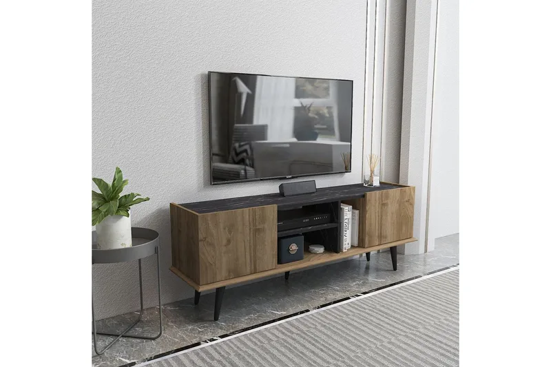 Corvo TV-benk 154,4 cm - Valnøtt/Sort - Møbler - TV- & Mediamøbler - TV benk & mediabenk