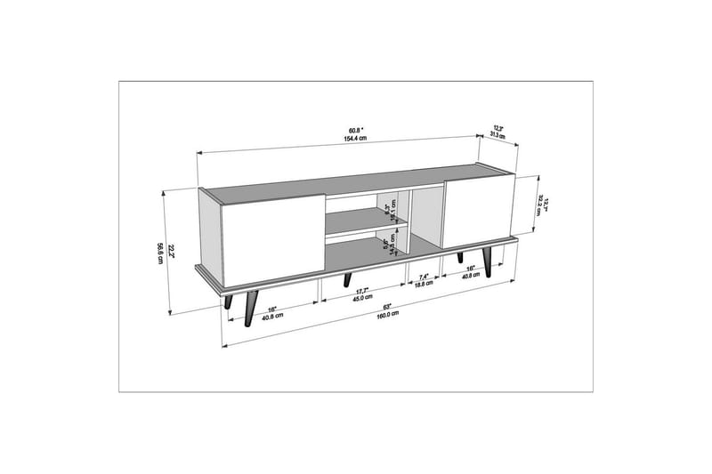Corvo TV-benk 154,4 cm - Valnøtt/Sort - Møbler - TV- & Mediamøbler - TV benk & mediabenk