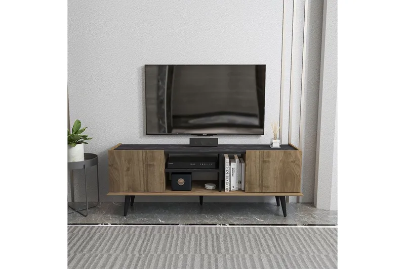 Corvo TV-benk 154,4 cm - Valnøtt/Sort - Møbler - TV- & Mediamøbler - TV benk & mediabenk