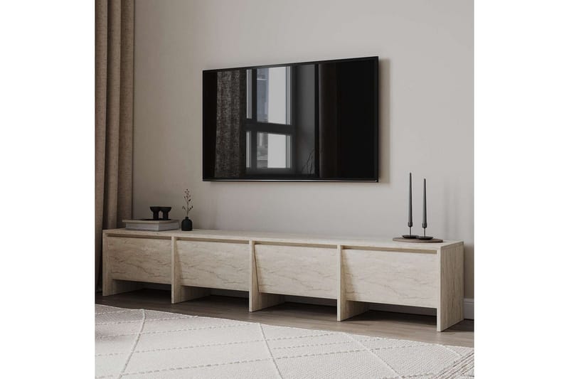 Crala Gulvstående TV-benk 180 cm med Oppbevaring i Tre - Beige - Møbler - TV- & Mediamøbler - TV benk & mediabenk