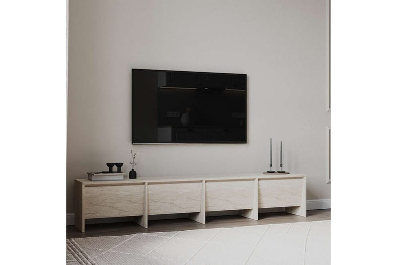 Crala Gulvstående TV-benk 180 cm med Oppbevaring i Tre - Beige - Møbler - TV- & Mediamøbler - TV benk & mediabenk