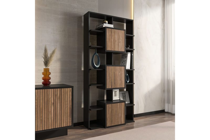 Dargaville Bokhylle 85 cm - Sort/Valnøtt - Oppbevaring - Hylle - Bokhylle