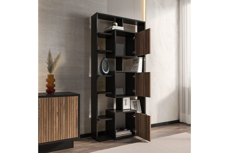 Dargaville Bokhylle 85 cm - Sort/Valnøtt - Oppbevaring - Hylle - Bokhylle