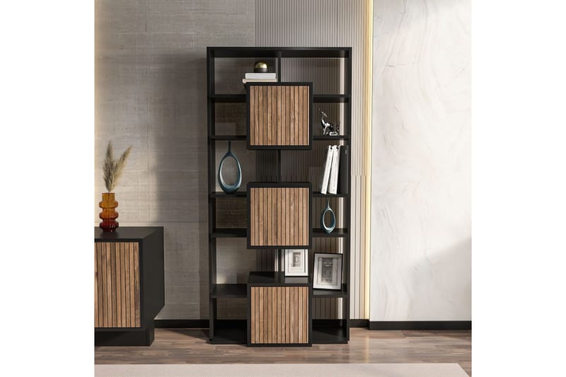 Dargaville Bokhylle 85 cm - Sort/Valnøtt - Oppbevaring - Hylle - Bokhylle