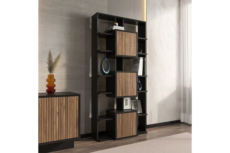 Dargaville Bokhylle 85 cm - Sort/Valnøtt - Oppbevaring - Hylle - Bokhylle