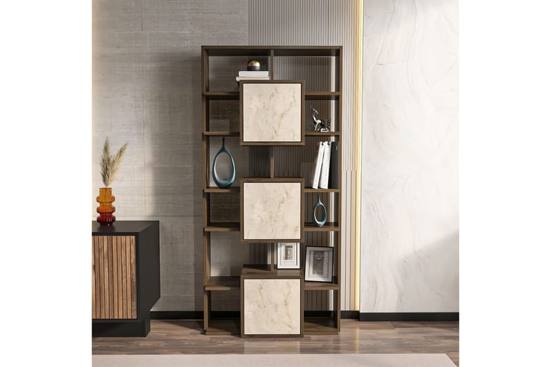 Dargaville Bokhylle 85 cm - Valnøtt/Travertin - Oppbevaring - Hylle - Bokhylle