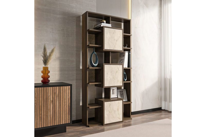 Dargaville Bokhylle 85 cm - Valnøtt/Travertin - Oppbevaring - Hylle - Bokhylle