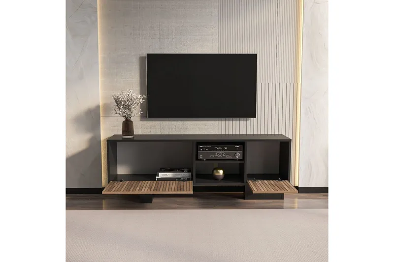 Dargaville TV-benk 150 cm - Sort/Brun - Møbler - TV- & Mediamøbler - TV benk & mediabenk