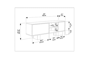 Dargaville TV-benk 150 cm - Valnøtt/Travertin - Møbler - TV- & Mediamøbler - TV benk & mediabenk