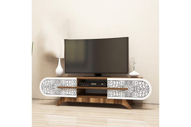 Defneia TV-benk 145 cm, Hvit/Natur