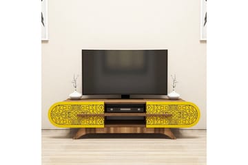 Defneia TV-benk 145 cm - Valnøtt/Gul - Møbler - TV- & Mediamøbler - TV benk & mediabenk