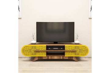 Defneia TV-benk 145 cm - Valnøtt/Gul - Møbler - TV- & Mediamøbler - TV benk & mediabenk