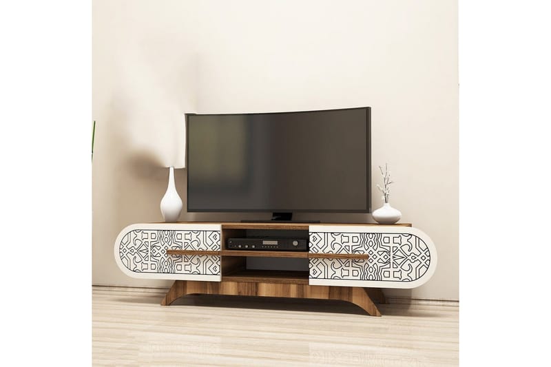 Defneia TV-benk 145 cm - Valnøtt/Krem - Møbler - TV- & Mediamøbler - TV benk & mediabenk