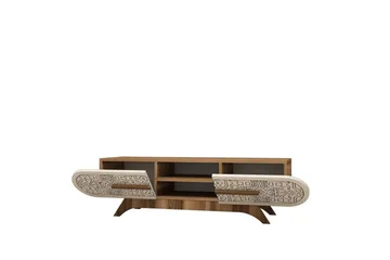 Defneia TV-benk 145 cm - Valnøtt/Krem - Møbler - TV- & Mediamøbler - TV benk & mediabenk