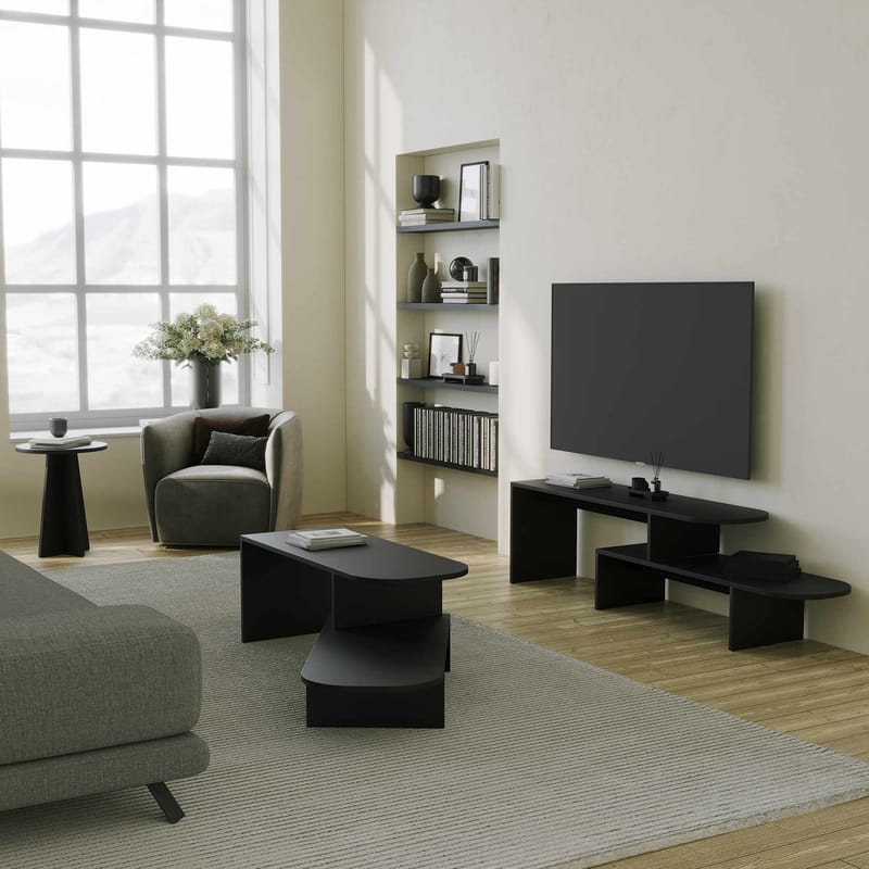 Deliones TV-benk 130 cm - Svart - Møbler - TV- & Mediamøbler - Mediestativ & veggfeste - TV-veggfeste