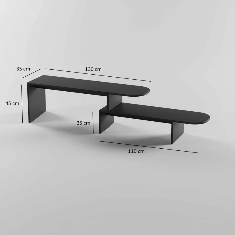 Deliones TV-benk 130 cm - Svart - Møbler - TV- & Mediamøbler - Mediestativ & veggfeste - TV-veggfeste