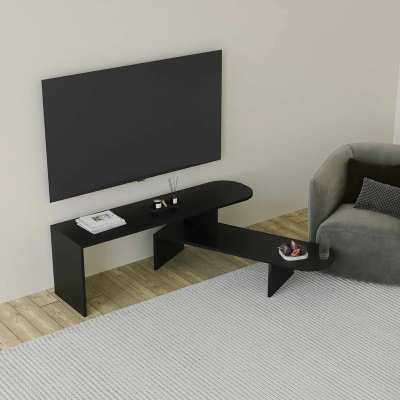 Deliones TV-benk 130 cm - Svart - Møbler - TV- & Mediamøbler - Mediestativ & veggfeste - TV-veggfeste