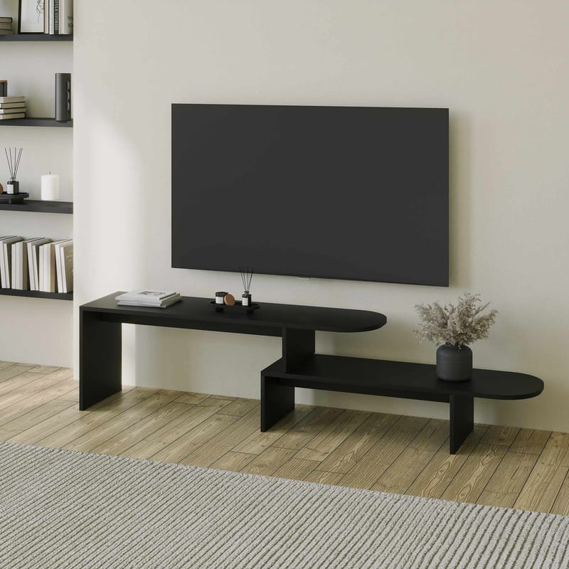 Deliones TV-benk 130 cm - Svart - Møbler - TV- & Mediamøbler - Mediestativ & veggfeste - TV-veggfeste