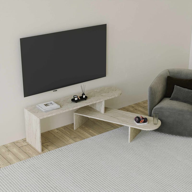 Deliones TV-benk 130 cm - Travertin - Møbler - TV- & Mediamøbler - Mediestativ & veggfeste - TV-veggfeste