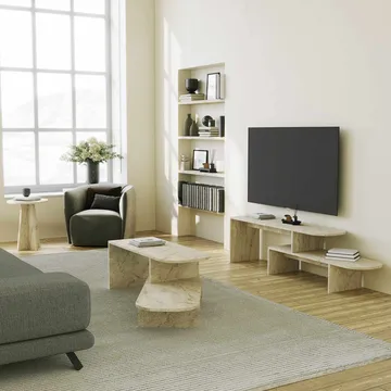 Deliones TV-benk 130 cm - Travertin - Møbler - TV- & Mediamøbler - Mediestativ & veggfeste - TV-veggfeste