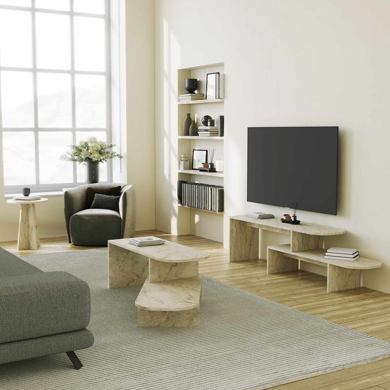 Deliones TV-benk 130 cm - Travertin - Møbler - TV- & Mediamøbler - Mediestativ & veggfeste - TV-veggfeste