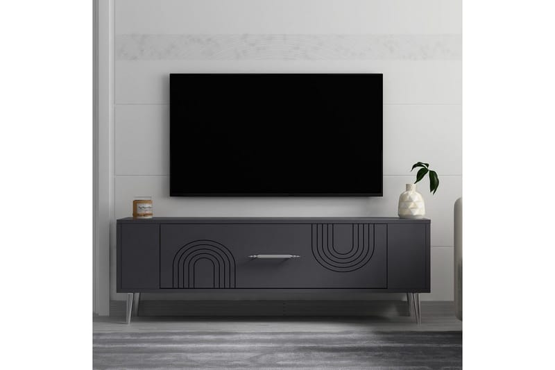 Deyric TV-benk 120 cm - Antrasitt/Sølv - Møbler - TV- & Mediamøbler - TV benk & mediabenk